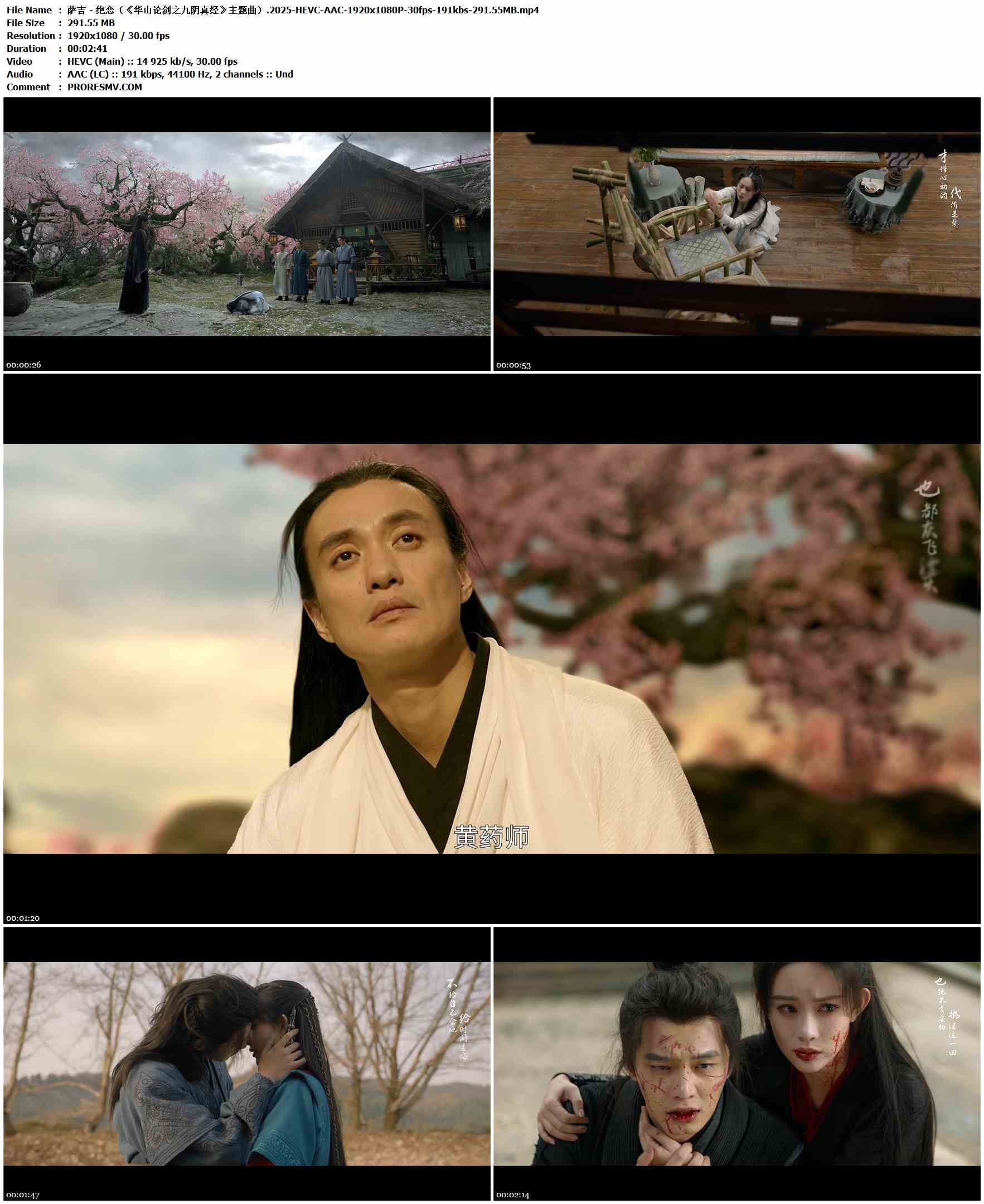 萨吉 - 绝恋（《华山论剑之九阴真经》主题曲）.2025-HEVC-AAC-1920x1080P-30fps-191kbs-291.55MB官方MV_高清MV
